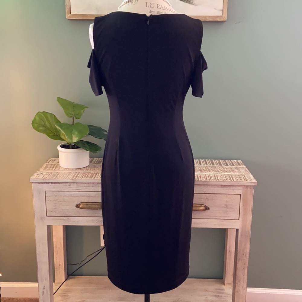 Calvin Klein Solid Black Cold Shoulder Dress 6 - image 4
